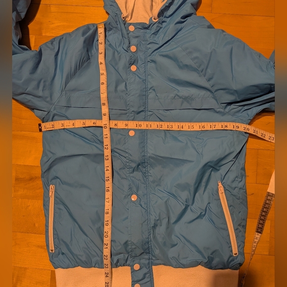 Dtox Blue Hooded Windbreaker retro vibe Jacket White Trim Size Medium - Picture 2 of 10